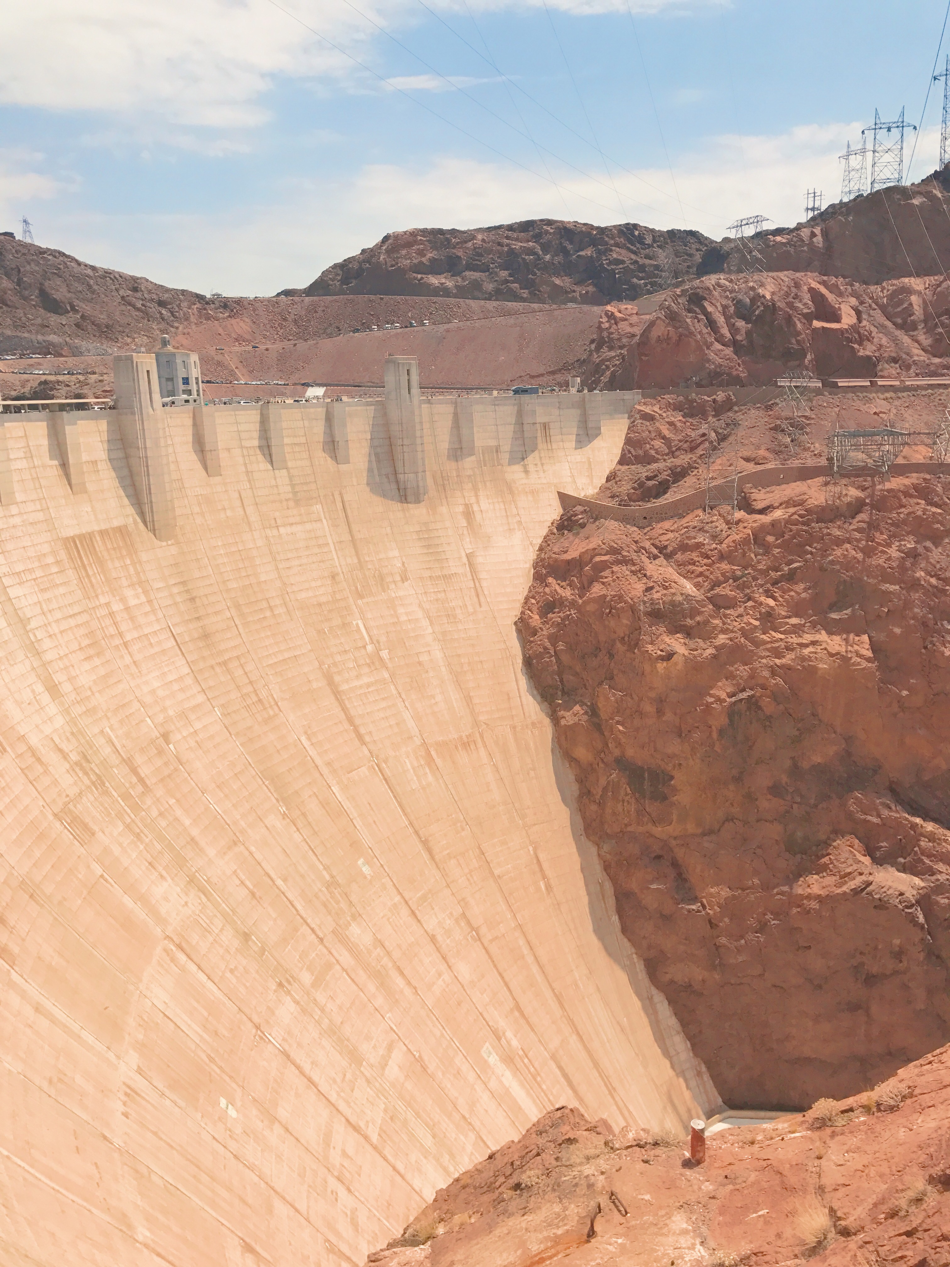 looking down into the river over the dam