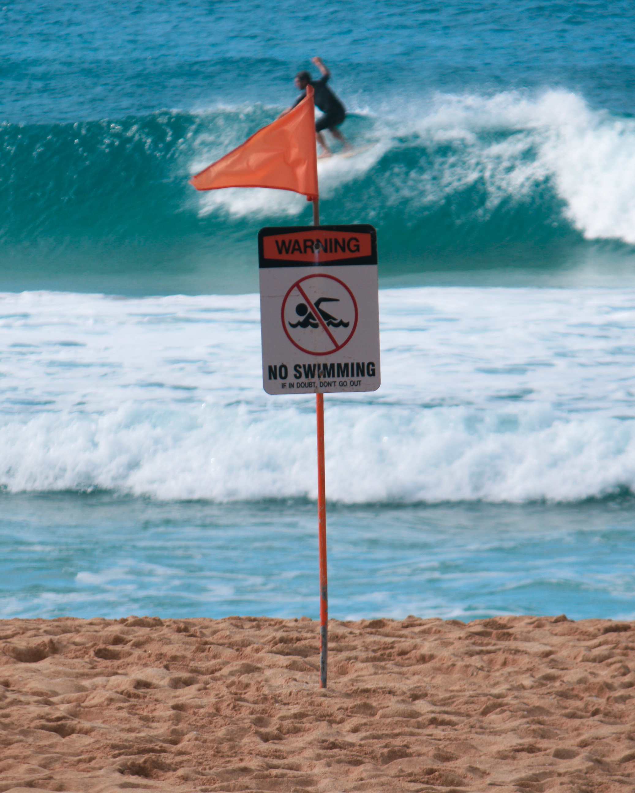 Warning No Swimming North Shore Oahu Hawaii