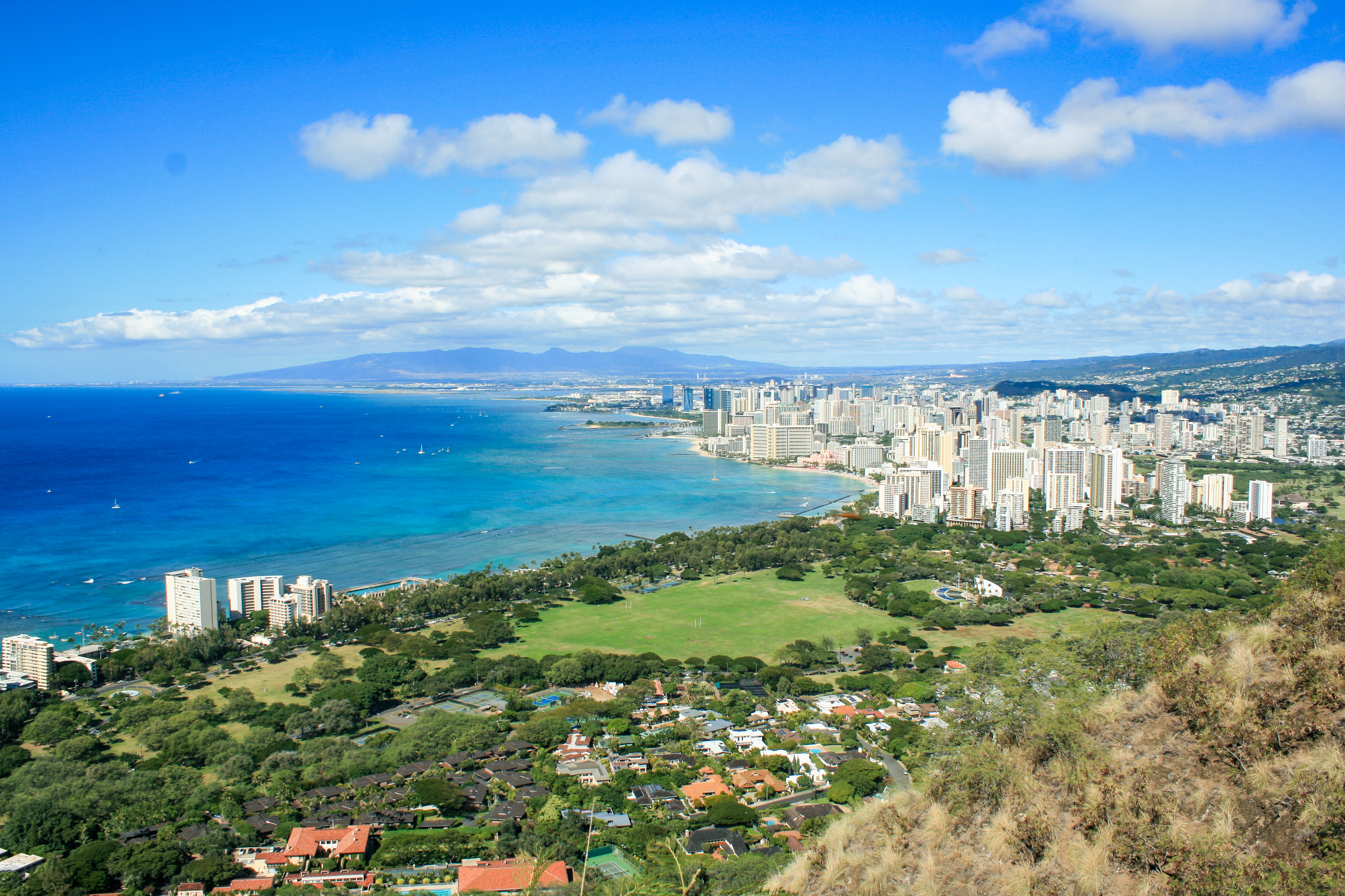 Honolulu skyline view from the top of diamond head