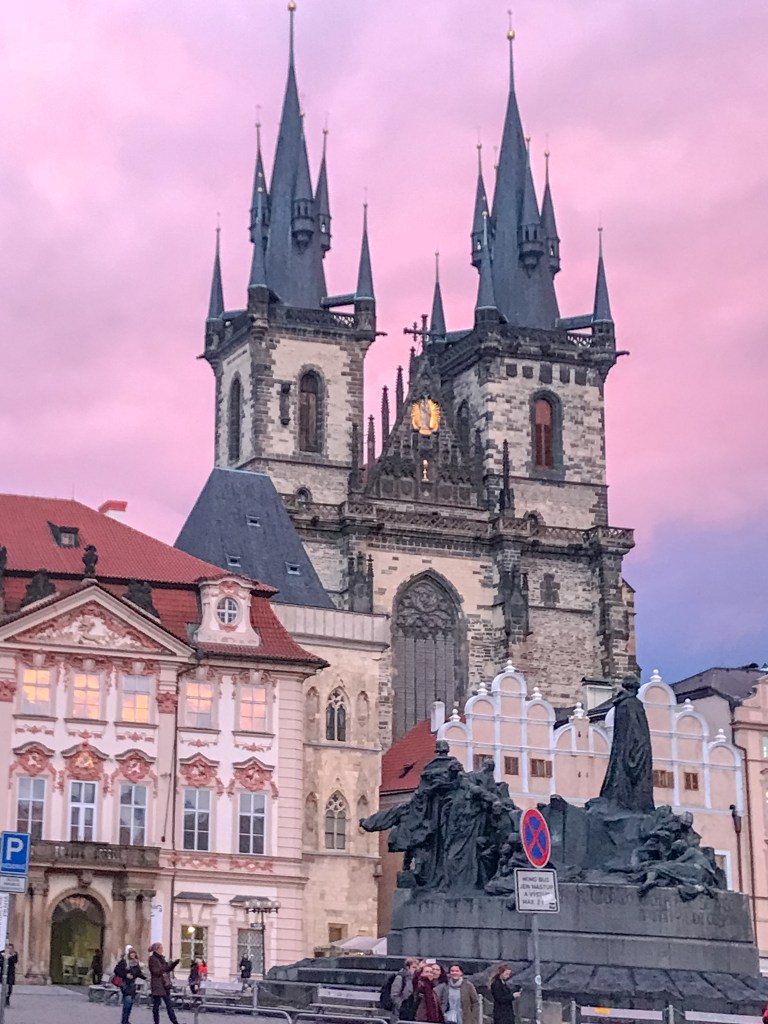 Prague Sunset over old town square